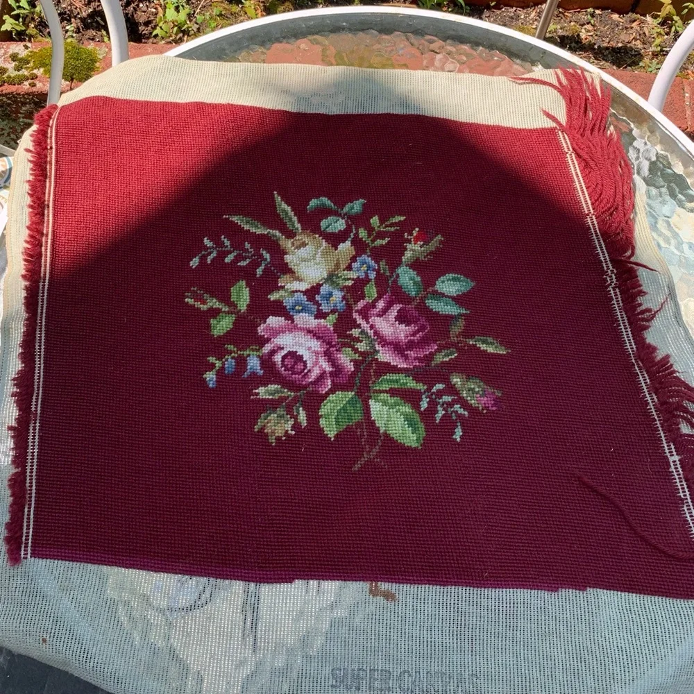 Vintage Floral Needlepoint Tapestry